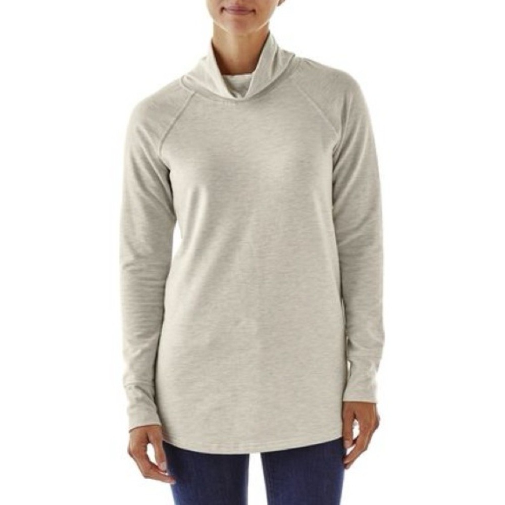 Patagonia Women's Light Gray Organic Cotton Ahnya Cowl Neck Sweater Size Small